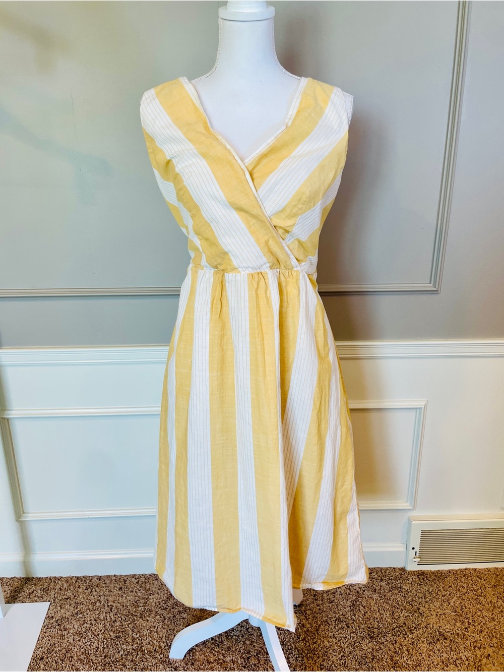 Christopher & Banks V Neck 12 Sleeveless Midi Cotton Dress Hamptons Preppy